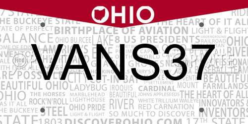 VANS37 Ohio License Plate
