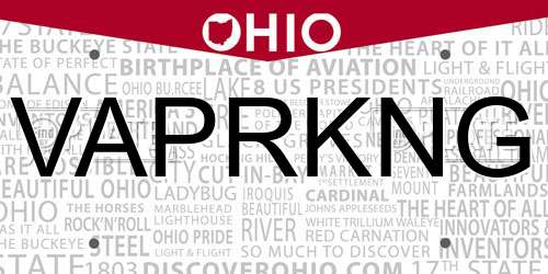 VAPRKNG Ohio License Plate
