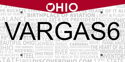 VARGAS6 Ohio License Plate