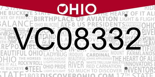 VC08332 Ohio License Plate