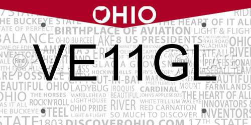 VE11GL Ohio License Plate