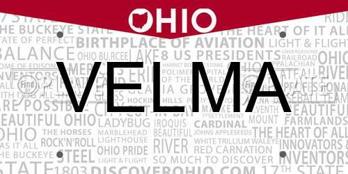 VELMA Ohio License Plate