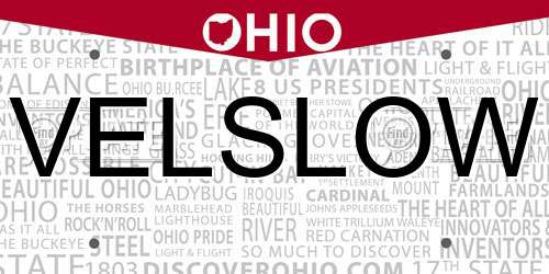 VELSLOW Ohio License Plate