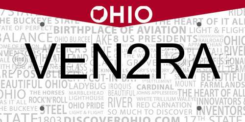 VEN2RA Ohio License Plate