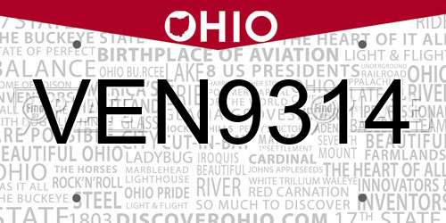 VEN9314 Ohio License Plate