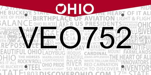 VEO752 Ohio License Plate