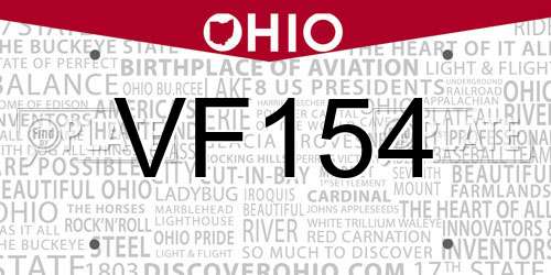 VF154 Ohio License Plate