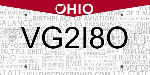 VG2I8O Ohio License Plate
