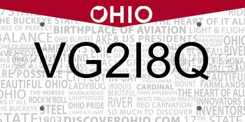 VG2I8Q Ohio License Plate
