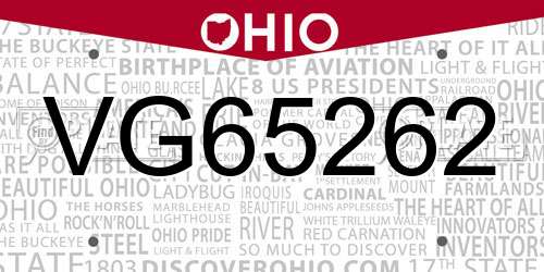 VG65262 Ohio License Plate