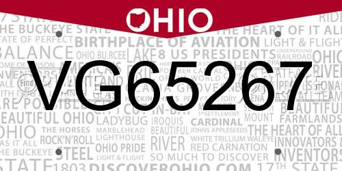 VG65267 Ohio License Plate