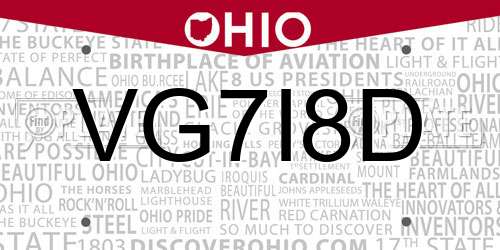 VG7I8D Ohio License Plate