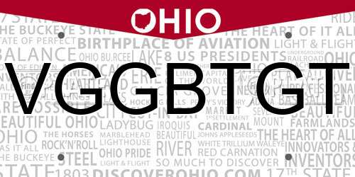 VGGBTGT Ohio License Plate