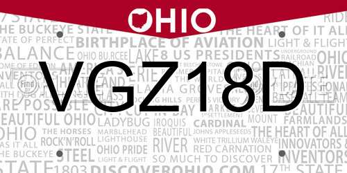 VGZ18D Ohio License Plate