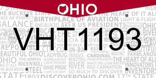 VHT1193 Ohio License Plate