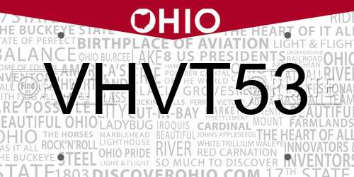 VHVT53 Ohio License Plate