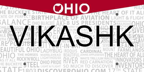 VIKASHK Ohio License Plate