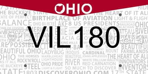VIL180 Ohio License Plate