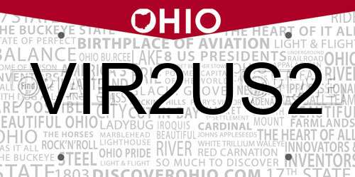 VIR2US2 Ohio License Plate