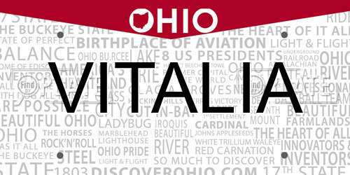 VITALIA Ohio License Plate