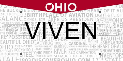 VIVEN Ohio License Plate