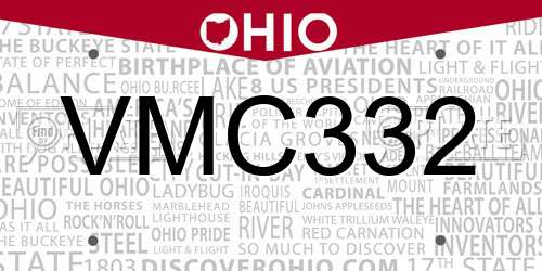 VMC332 Ohio License Plate