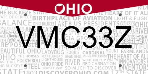VMC33Z Ohio License Plate