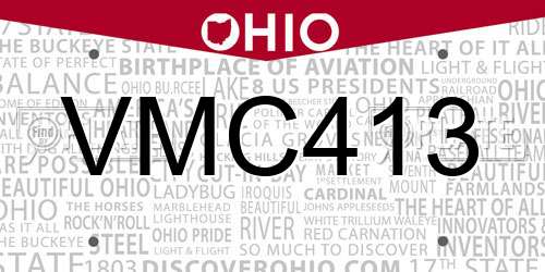 VMC413 Ohio License Plate
