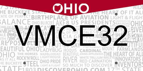 VMCE32 Ohio License Plate
