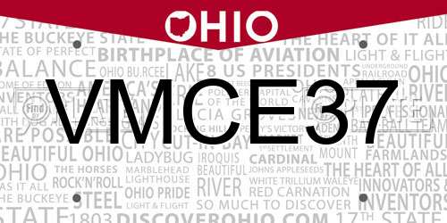 VMCE37 Ohio License Plate