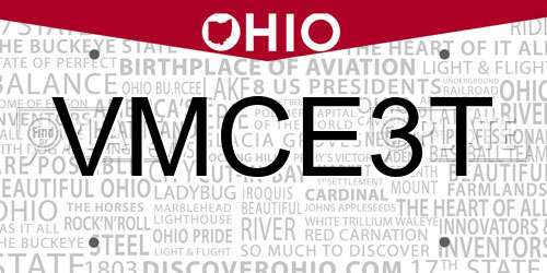VMCE3T Ohio License Plate