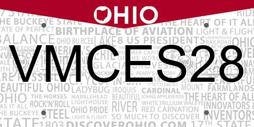 VMCES28 Ohio License Plate