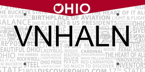 VNHALN Ohio License Plate