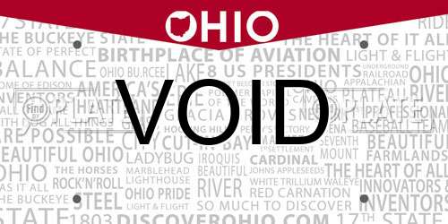 VOID Ohio License Plate