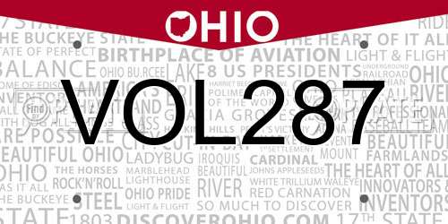 VOL287 Ohio License Plate