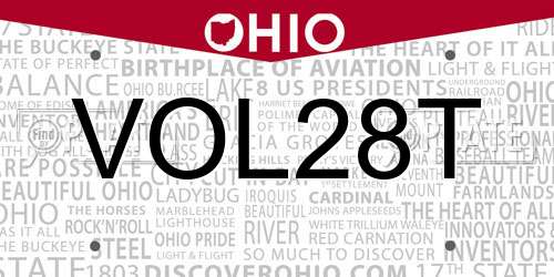 VOL28T Ohio License Plate