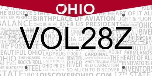 VOL28Z Ohio License Plate