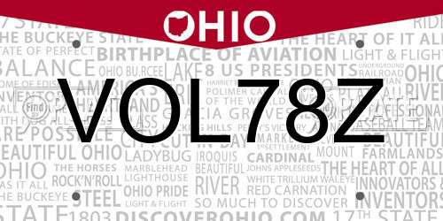 VOL78Z Ohio License Plate