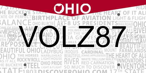 VOLZ87 Ohio License Plate