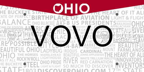 VOVO Ohio License Plate
