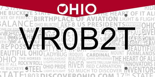 VR0B2T Ohio License Plate