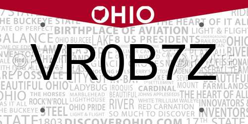 VR0B7Z Ohio License Plate
