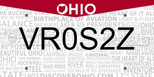 VR0S2Z Ohio License Plate
