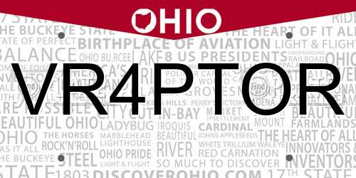 VR4PTOR Ohio License Plate