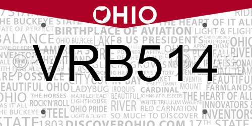 VRB514 Ohio License Plate