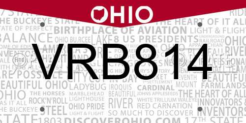 VRB814 Ohio License Plate