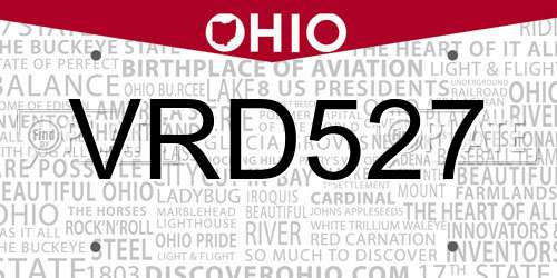 VRD527 Ohio License Plate