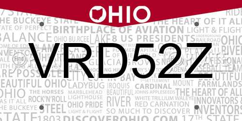 VRD52Z Ohio License Plate