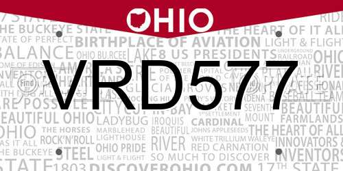 VRD577 Ohio License Plate