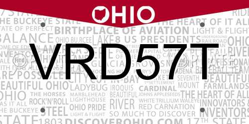 VRD57T Ohio License Plate